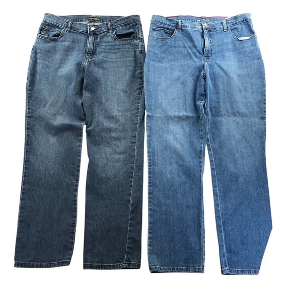2 Lee Womens Jeans 14 Medium Lot Of Two Classic Straight Leg Mid Rise Relaxed - Picture 1 of 16